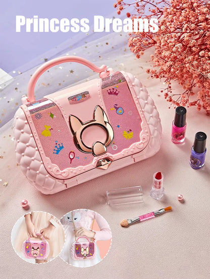 Unicorn Pegasus Kids Makeup Handbag Set, Washable Pretend Cosmetic Kit with Mirror, Girls Role Play Beauty Toy, Birthday Gift 3+