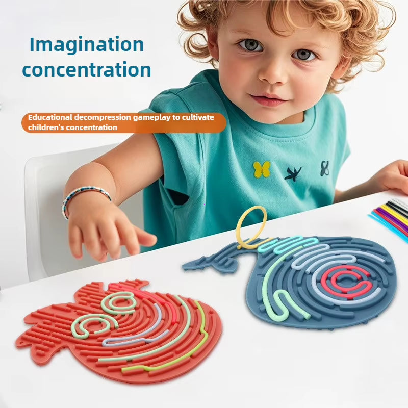 Silicone Rod Travel Fidget Toys Sensory Activity Board for Kids Busy Board Relaxing Anxiety ADHD Autism Stress Relief Party Gift