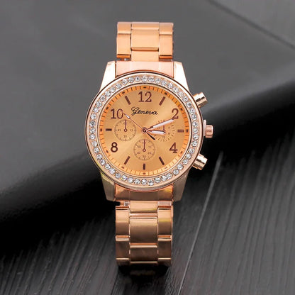 Geneva Luxury Rhinestone Watch Women Classic Watches Fashion Ladies Watch Women'S Relogio Feminino Reloj Mujer Metal Wristwatch