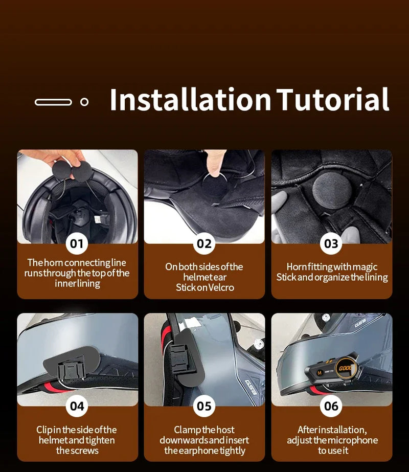 1/2X Music Interphone Bluetooth 5.3 Motorcycle Helmet Intercom Headset Waterproof 300M Intercomunicador Speaker Earphone