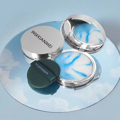 Matte Setting Powder Lasting Oil-Control Purple Glitter Pressed Powder Brightening Face Powder Jelly Compact Foundation Makeup