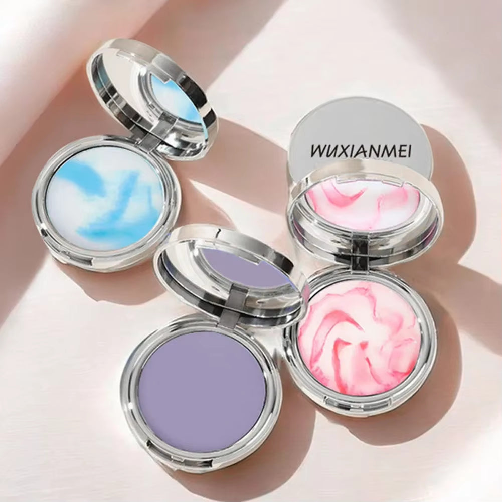 Matte Setting Powder Lasting Oil-Control Purple Glitter Pressed Powder Brightening Face Powder Jelly Compact Foundation Makeup