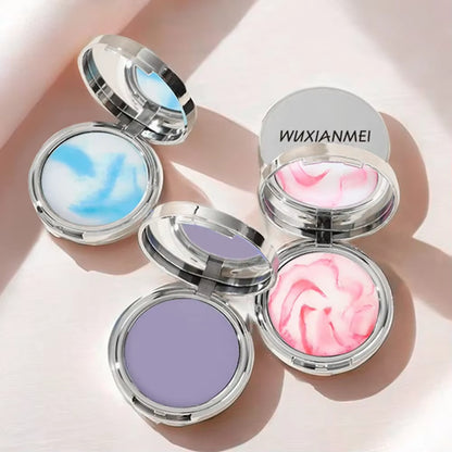 Matte Setting Powder Lasting Oil-Control Purple Glitter Pressed Powder Brightening Face Powder Jelly Compact Foundation Makeup