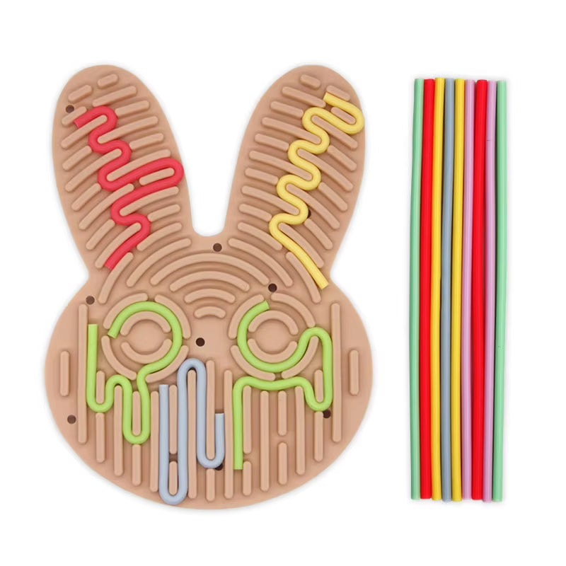 Silicone Rod Travel Fidget Toys Sensory Activity Board for Kids Busy Board Relaxing Anxiety ADHD Autism Stress Relief Party Gift
