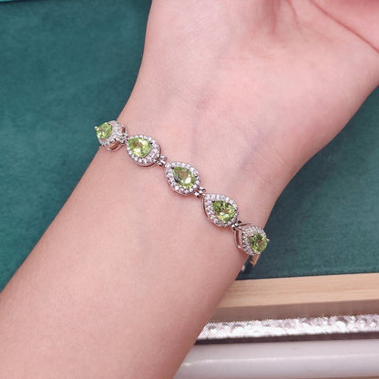 Olivine Inlaid Bracelet for Women