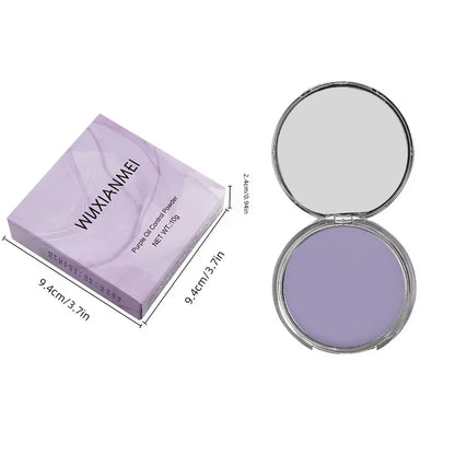Matte Setting Powder Lasting Oil-Control Purple Glitter Pressed Powder Brightening Face Powder Jelly Compact Foundation Makeup