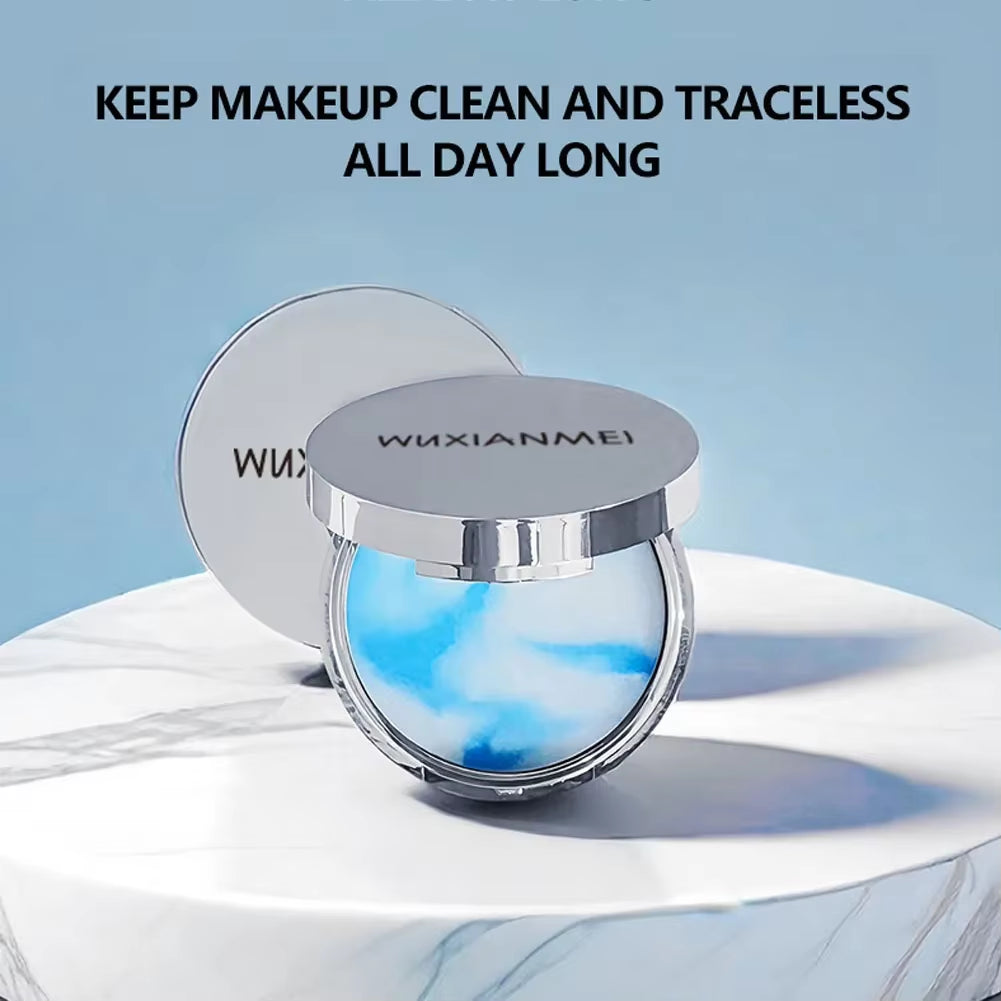 Matte Setting Powder Lasting Oil-Control Purple Glitter Pressed Powder Brightening Face Powder Jelly Compact Foundation Makeup