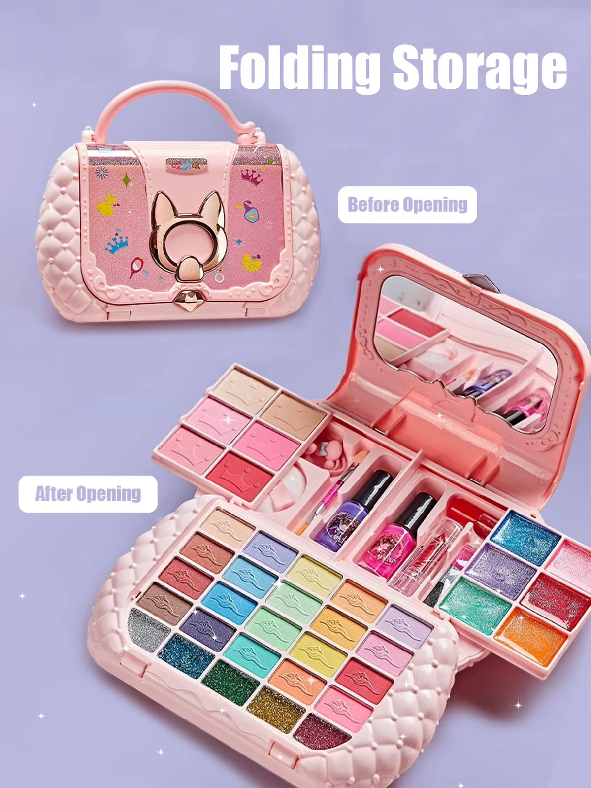 Unicorn Pegasus Kids Makeup Handbag Set, Washable Pretend Cosmetic Kit with Mirror, Girls Role Play Beauty Toy, Birthday Gift 3+